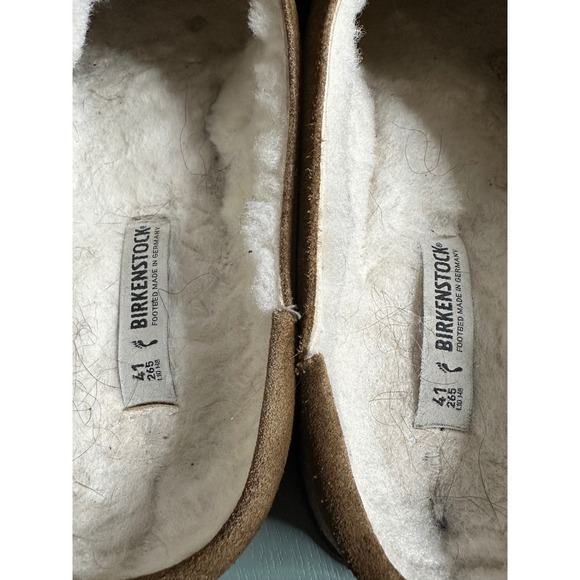Birkenstock Buckley Shearling Suede Leather Clog Mules Tan Brown Size 41 - Picture 7 of 7